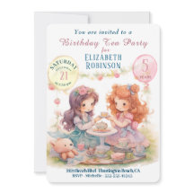 Convite de aniversário do Tea Party