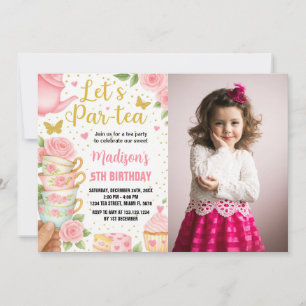 Convite de Aniversário do Tea Party com Teacup Cor