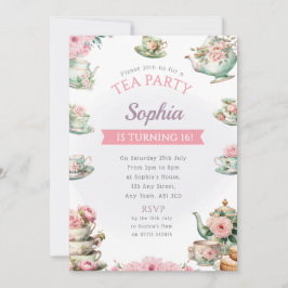 Convite de aniversário do Tea Party - Tarde - Chá