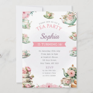 Convite de aniversário do Tea Party - Tarde - Chá