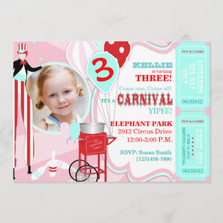 Convite de Aniversário do Tema do Carnaval A7-PKRD