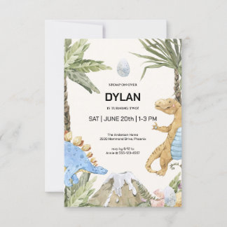 Convite de aniversário do Tema do Dinossauro