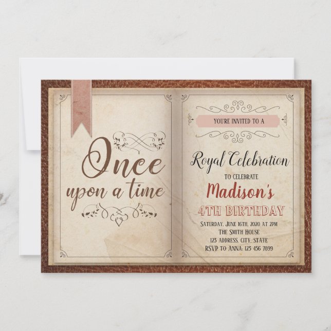 Convite de aniversário do tema do livro (Frente)