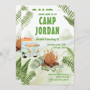 Convite de Aniversário do Tent Bonfire Boy