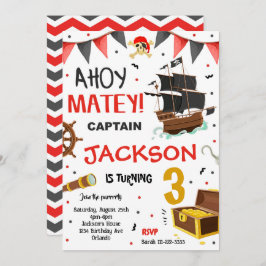 Convite de Aniversário do Tesouro de Navio Pirata