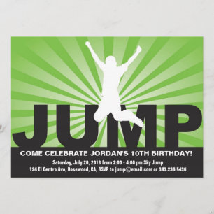 Convite de aniversário do trampolim para um menino