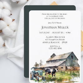 Convite de aniversário do Trator de Fazenda Vintag