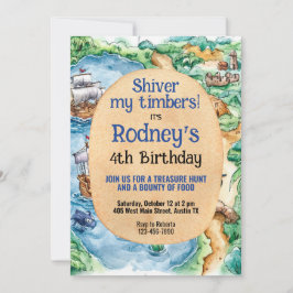 Convite de Aniversário do Treasure Hunt Pirate