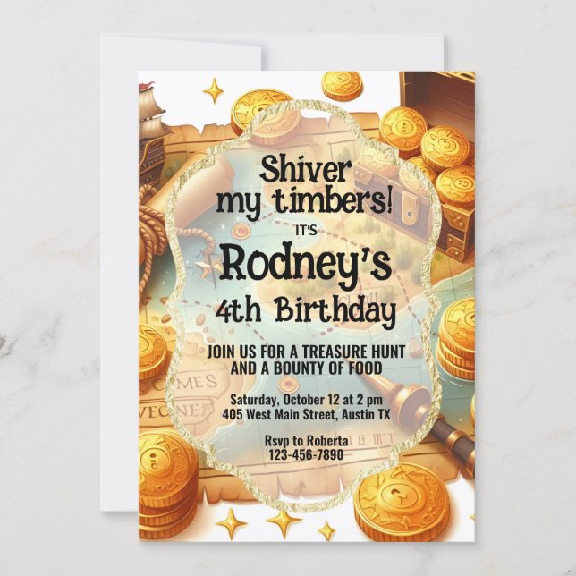 Convite de Aniversário do Treasure Hunt Pirate (Frente)