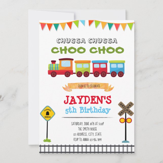 Convite de aniversário do trem (Frente)