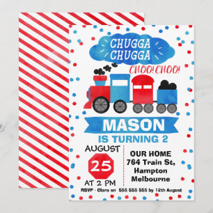 Convite de aniversário do trem de água