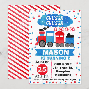 Convite de aniversário do trem de água
