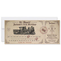 Convite de Aniversário do Trem de Vintage