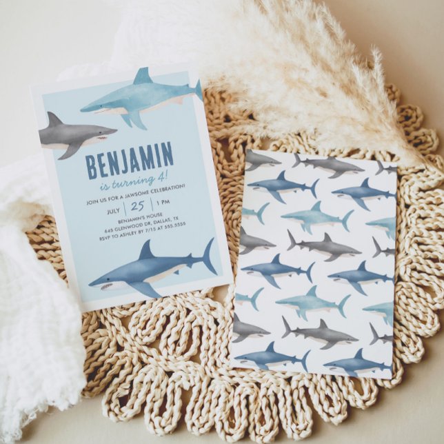 Convite de Aniversário do Tubarão (Criador carregado)