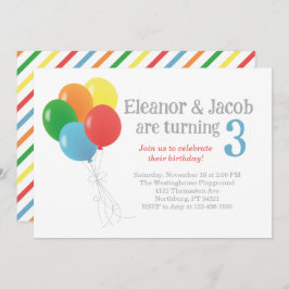 Convite de Aniversário do Twin Balloon para Partid