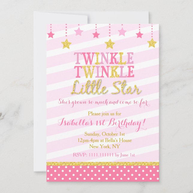 Convite de Aniversário do Twinkle Star (Frente)