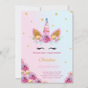 Convite de aniversário do Unicorn