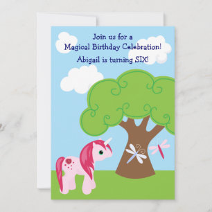 Convite de Aniversário do Unicórn Bonito