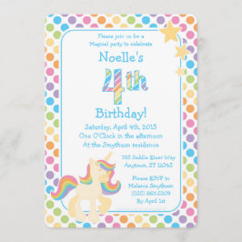 Convite de Aniversário do Unicorn Rainbow