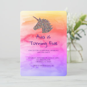 Convite de Aniversário do Unicorn Rainbow Sprinkle