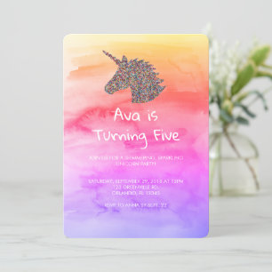 Convite de Aniversário do Unicorn Rainbow Sprinkle