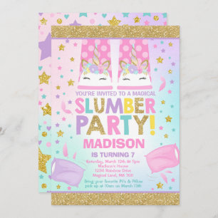 Convite de Aniversário do Unicórn Slumber Party