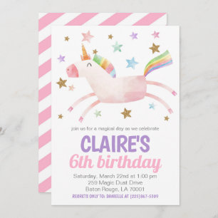 Convite de Aniversário do Unicórnio do Dia Mágico
