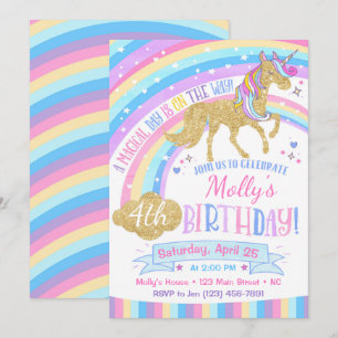 Convite de Aniversário do Unicórnio Magnético Rain