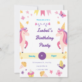Convite de Aniversário do Unicórnio Whimsical