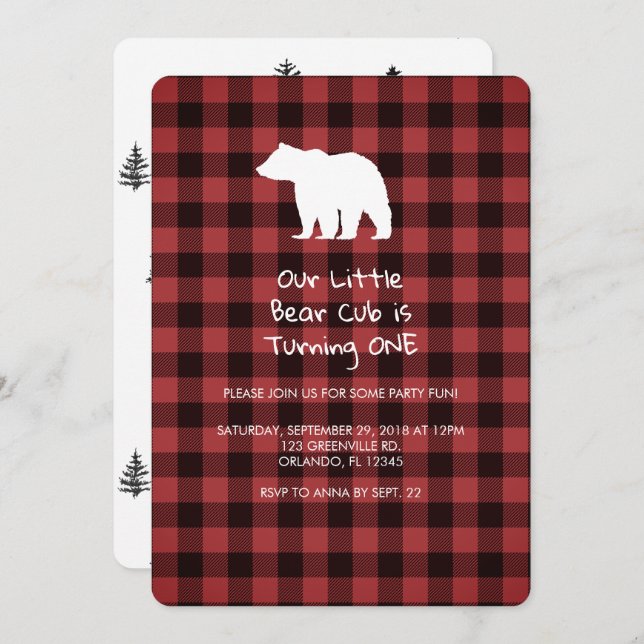 Convite de Aniversário do Ursinho está Fazendo Um  (Frente/Verso)