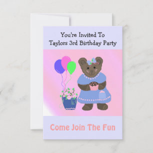 Convite de Aniversário do Ursinho Fofo
