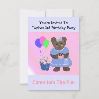 Convite de Aniversário do Ursinho Fofo
