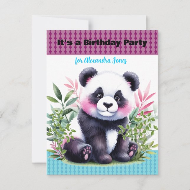Convite de Aniversário do Ursinho Panda Pequeno (Frente)
