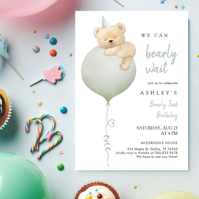 Convite de Aniversário do Ursinho Teddy Mal Podemo (Criador carregado)