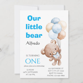 Convite de Aniversário do Urso Balão