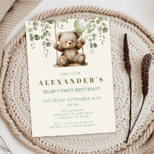 Convite de aniversário do Urso de Boho Teddy