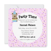 Convite de aniversário do Urso de Festa Corta