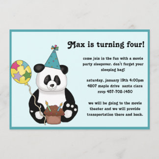 Convite de Aniversário do Urso de Panda