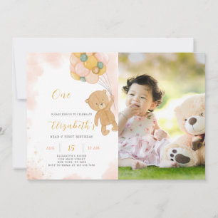Convite De Aniversário Do Urso De Teddy Com Foto