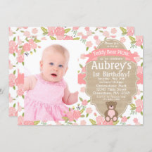 Convite de aniversário do Urso de Teddy - Picnic d