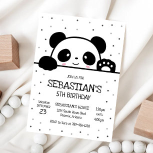 Convite de Aniversário do Urso Panda