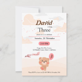 Convite de Aniversário do Urso Personalizado para