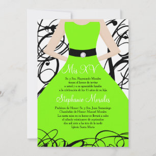 Convite de Aniversário do verde limão Quinceanera