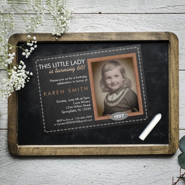Convite de Aniversário do Vintage Chalkboard (Criador carregado)