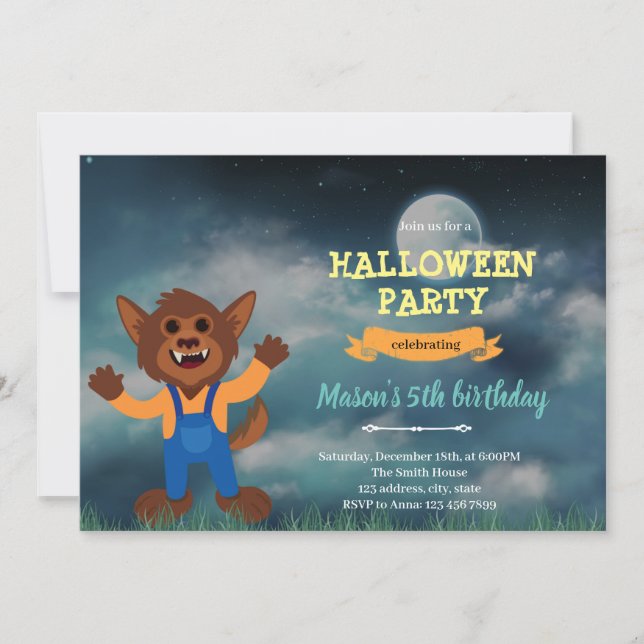 Convite de aniversário do Werewolf halloween (Frente)