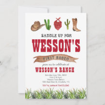 Convite de Aniversário do Western Cowboy Rodeo