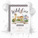 Convite de Aniversário do Wild One Safari Kid<br><div class="desc">Crie o seu primeiro convite de aniversário! Personalize esta design com seu próprio texto. Você pode personalizar ainda mais este design selecionando o link "personalizar mais",  se desejar.</div>