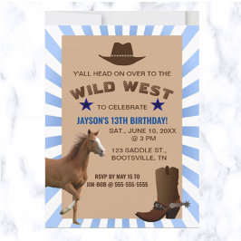 Convite de Aniversário do Wild West Cowboy