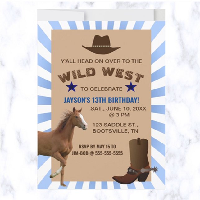 Convite de Aniversário do Wild West Cowboy (Criador carregado)