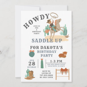 Convite de aniversário do Wild West Cowboy Boy